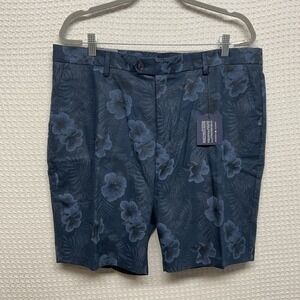 NWT Joseph Abboud Modern Fit Blue Tropical Floral Chino Shorts Men 38/9 Vietnam